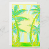 Palmbaumgelbe Turqoise Sonnenbrand stationär Briefpapier (Vorne/Hinten)