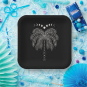 Palmbaumlinie zeichne Schwarzmondphasen Pappteller (Party)