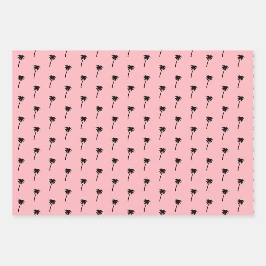 Palmbaummuster tropisch rosa Hintergrund stilvoll Geschenkpapier Set (Vorderseite)