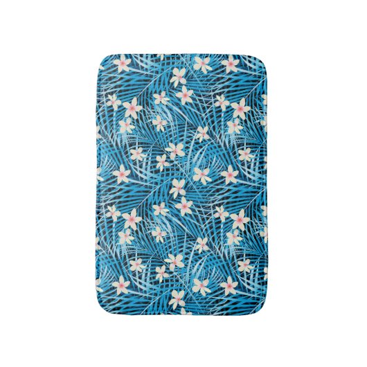 Palmblatt-Blau-Muster Badematte (Vorderseite Vertikal)