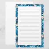 Palmblatt-Blau-Muster Briefpapier (Vorne/Hinten)