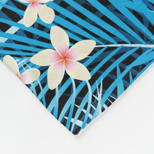 Palmblatt-Blau-Muster Fleecedecke (Ecke)