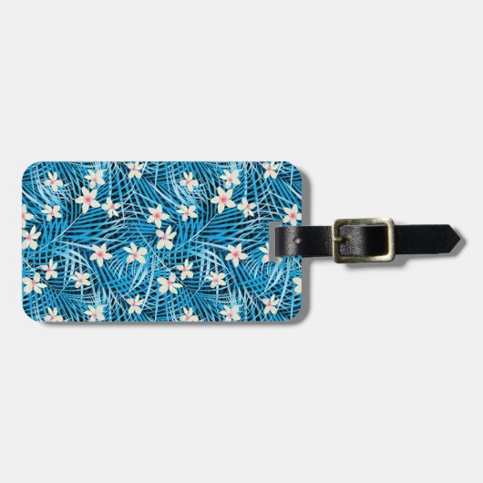Palmblatt-Blau-Muster Gepäckanhänger (Vorderseite horizontal)