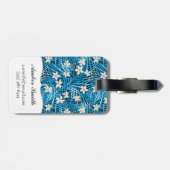 Palmblatt-Blau-Muster Gepäckanhänger (Rückseite horizontal)