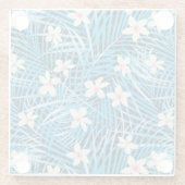 Palmblatt-Blau-Muster Glasuntersetzer (Rückseite)