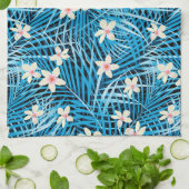 Palmblatt-Blau-Muster Handtuch (Gefaltet)
