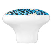 Palmblatt-Blau-Muster Keramikknauf (Seitenansicht)