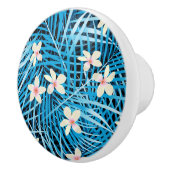 Palmblatt-Blau-Muster Keramikknauf (Rechts)