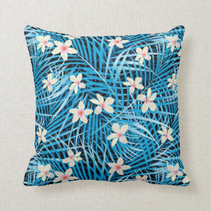 Palmblatt-Blau-Muster Kissen