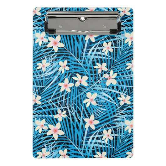 Palmblatt-Blau-Muster Mini Klemmbrett (Vorderseite)