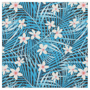 Palmblatt-Blau-Muster Stoff