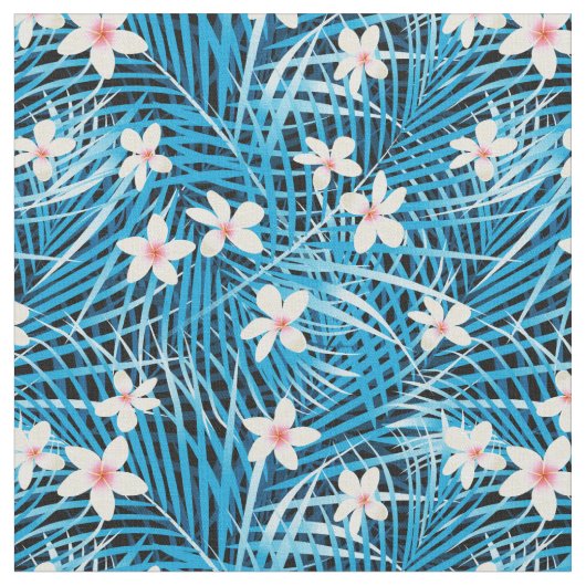 Palmblatt-Blau-Muster Stoff (Nahaufnahme)