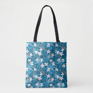 Palmblatt-Blau-Muster Tasche