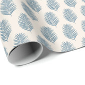 Palmblatt Blau und Creme Geschenkpapier (Rolleneckpunkt)