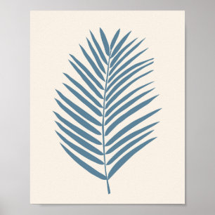 Palmblatt Blau und Creme Poster