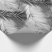 Palmblatt-Druck, grau/Grau, Schwarzweiss Geschenkpapier (Ecke)