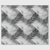 Palmblatt-Druck, grau/Grau, Schwarzweiss Geschenkpapier (Flach)