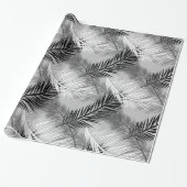 Palmblatt-Druck, grau/Grau, Schwarzweiss Geschenkpapier (Ungerollt)