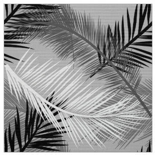 Palmblatt-Druck, grau/Grau, Schwarzweiss Stoff