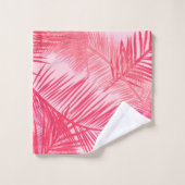 Palmblatt-Druck, Koralle, Pfirsich und Pastellrosa Badhandtuch Set (Waschlappen)