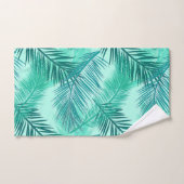 Palmblatt-Druck, Türkis, aquamarines und Aqua Badhandtuch Set (Handtuch)