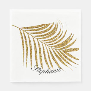 Palmblatt-Gold-Glitter individueller Name Cute Tre Serviette
