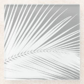 Palmblatt - grau und weiß glasuntersetzer (Vorderseite)