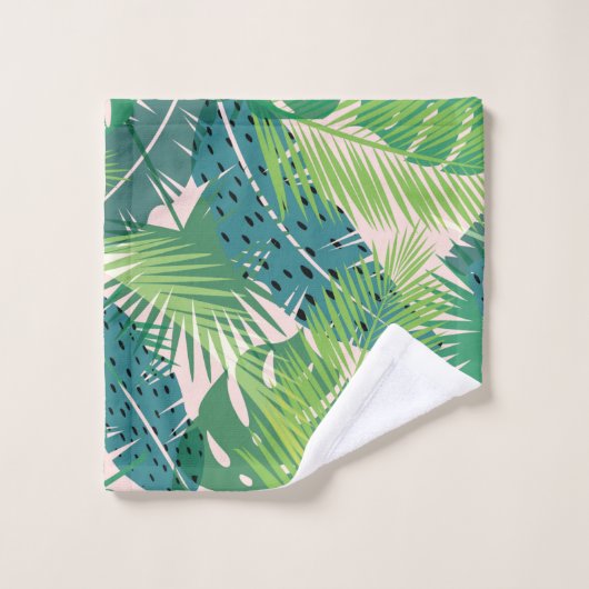 Palmblatt-Mustertuch-Set Badhandtuch Set (Waschlappen)