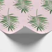 Palmblatt-Packpapier, grüne rosa tropische Geschenkpapier (Ecke)