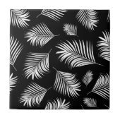Palmblatt-Schwarz-weißes tropisches Muster Fliese (Vorderseite)