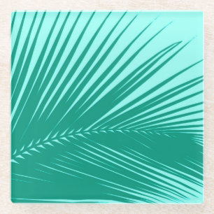 Palmblatt - Türkis und Aqua Glasuntersetzer