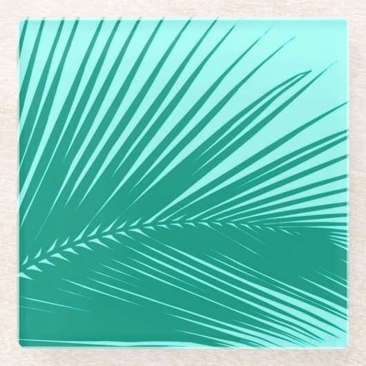 Palmblatt - Türkis und Aqua Glasuntersetzer (Vorderseite)