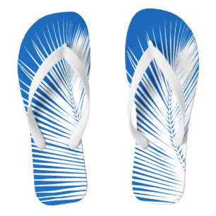 Palmblatt - weiß auf kobaltblau badesandalen