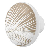 Palmblatt - weiß auf Taubtan Keramikknauf (Rechts)