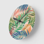 Palmblätter in der Farbe Runde Wanduhr (Winkel)