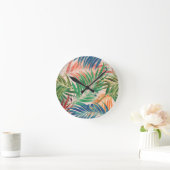 Palmblätter in der Farbe Runde Wanduhr (Zuhause)