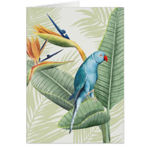 Palmblätter mit blauem Vogel