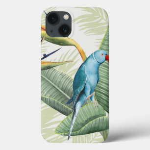 Palmblätter mit blauem Vogel iPhone 13 Hülle