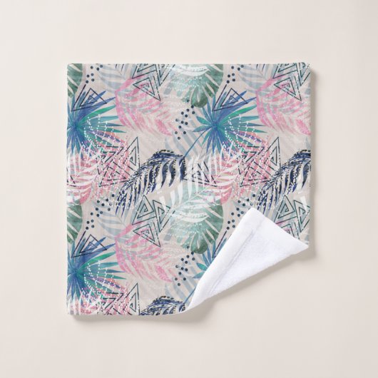 Palmblätter, tropisch, botanisch, Blätter, Badhandtuch Set (Waschlappen)