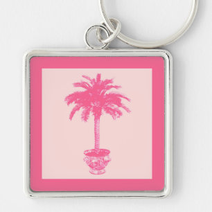 Palmblätterbaum - Farbtöne von Korallenrosa Schlüsselanhänger