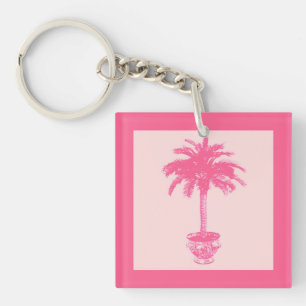 Palmblätterbaum - Farbtöne von Korallenrosa Schlüsselanhänger