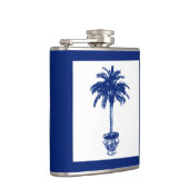 Palmblätterbaum - marineblau und weiß flachmann (Rechts)