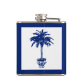 Palmblätterbaum - marineblau und weiß flachmann (Rückseite)