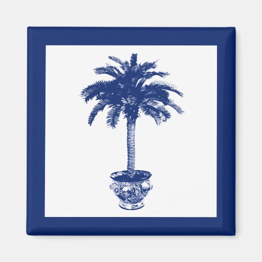 Palmblätterbaum - marineblau und weiß magnet (Vorne)