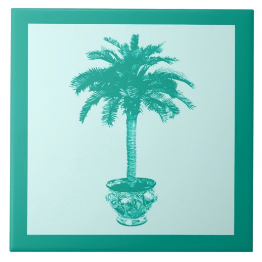 Palmblätterbaum - türkis und aqua fliese (Vorderseite)