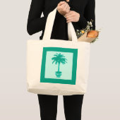 Palmblätterbaum - türkis und aqua jumbo stoffbeutel (Vorderseite (Produkt))