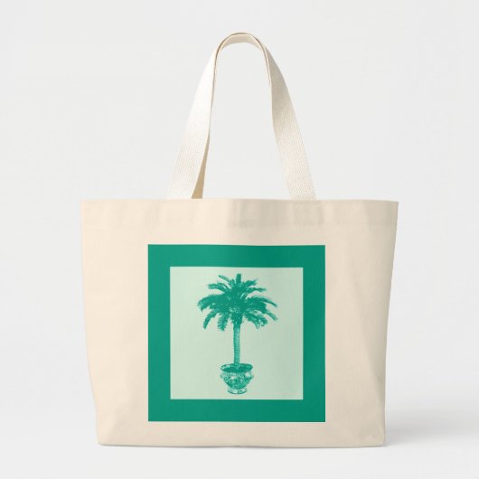 Palmblätterbaum - türkis und aqua jumbo stoffbeutel (Vorne)