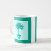 Palmblätterbaum - türkis und aqua kaffeetasse (Vorderseite Links)