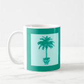 Palmblätterbaum - türkis und aqua kaffeetasse (Links)