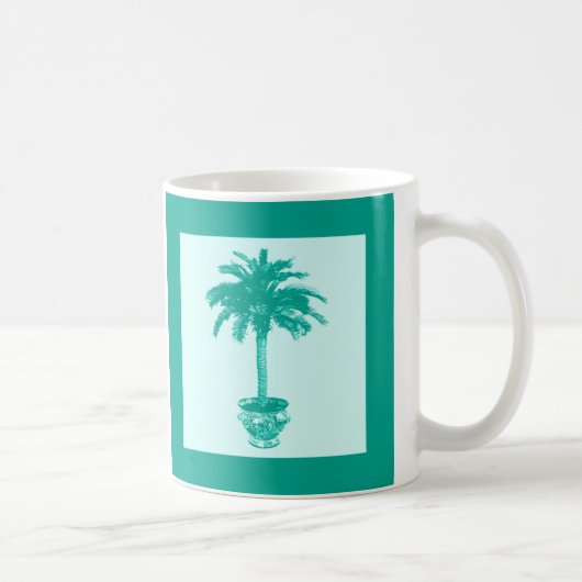 Palmblätterbaum - türkis und aqua kaffeetasse (Rechts)